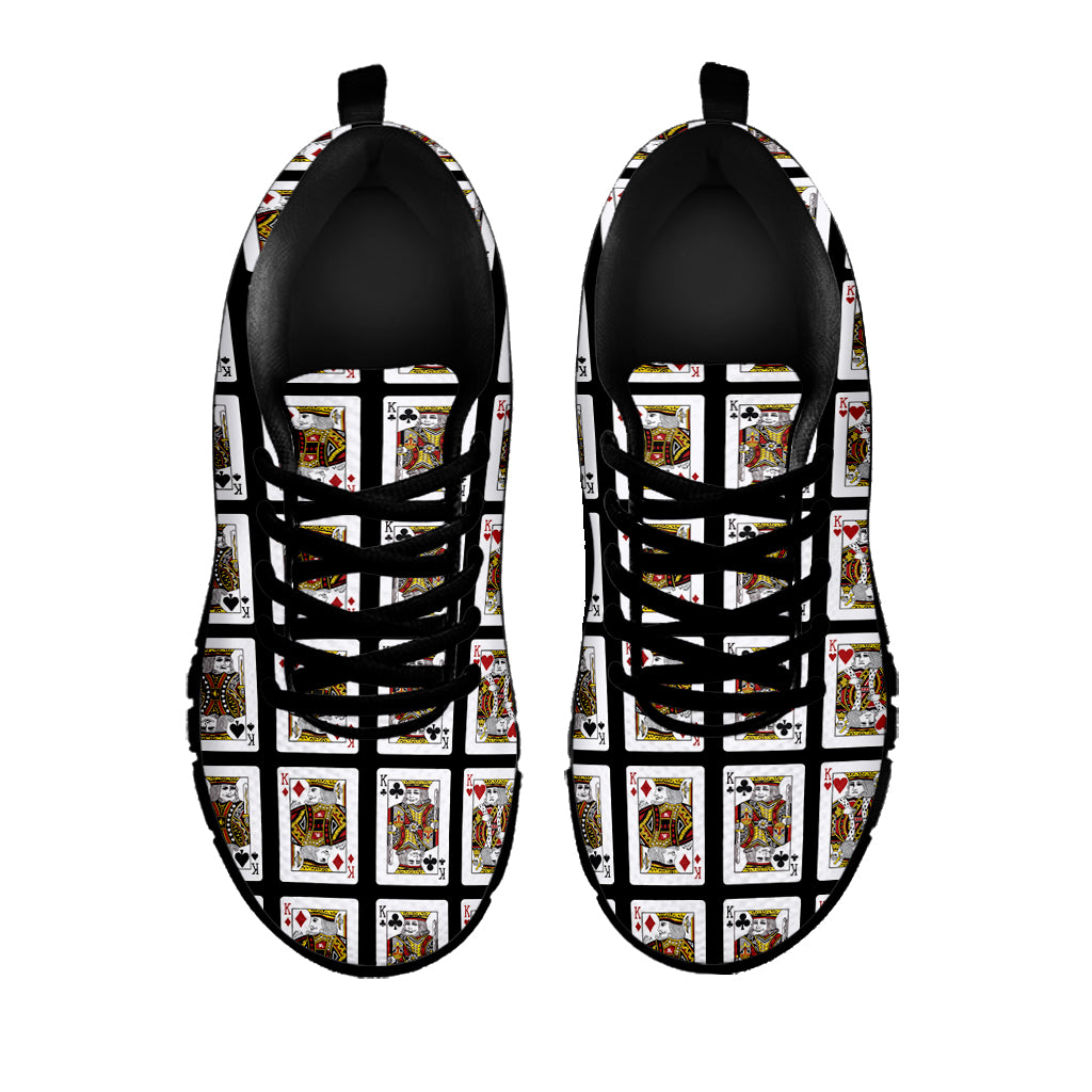 Four Kings Playing Cards Pattern Print Black Sneakers