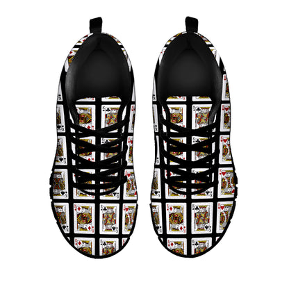 Four Kings Playing Cards Pattern Print Black Sneakers
