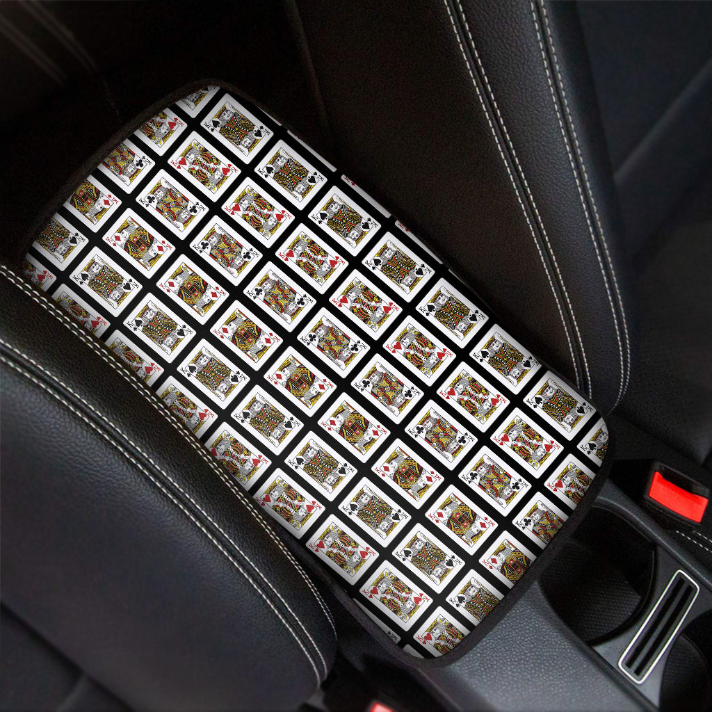 Four Kings Playing Cards Pattern Print Car Center Console Cover