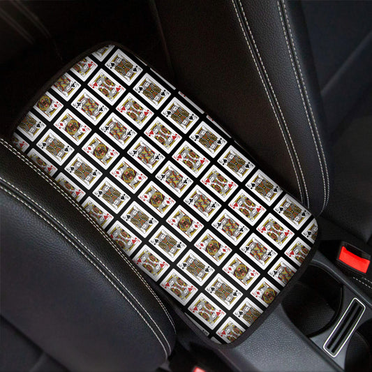 Four Kings Playing Cards Pattern Print Car Center Console Cover