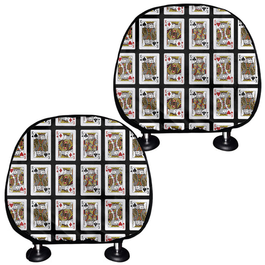 Four Kings Playing Cards Pattern Print Car Headrest Covers