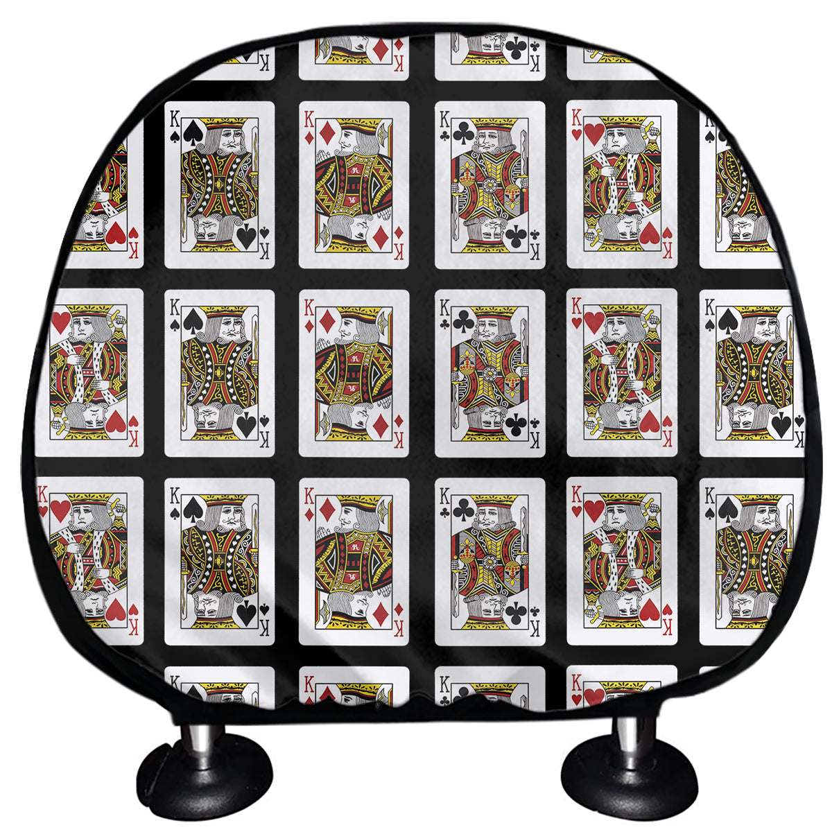 Four Kings Playing Cards Pattern Print Car Headrest Covers