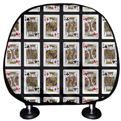 Four Kings Playing Cards Pattern Print Car Headrest Covers
