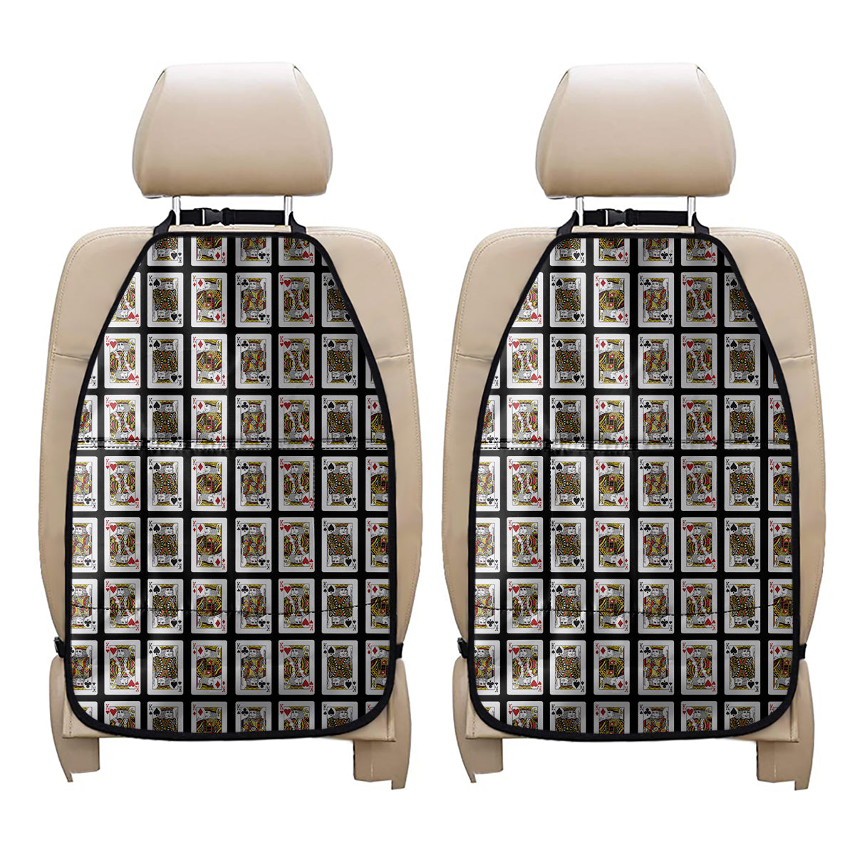 Four Kings Playing Cards Pattern Print Car Seat Organizers