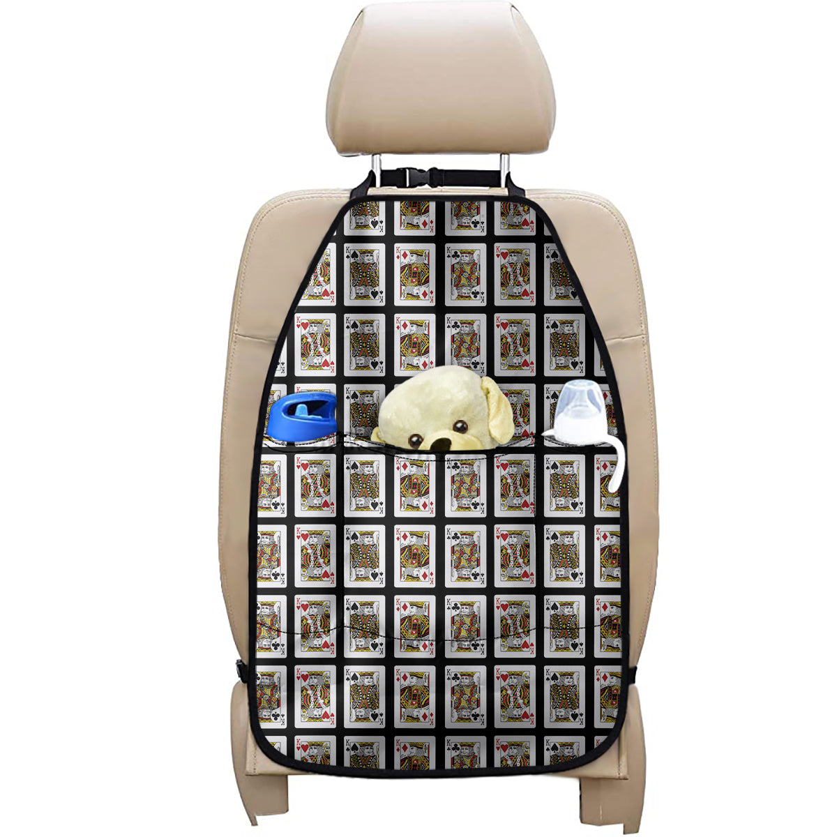 Four Kings Playing Cards Pattern Print Car Seat Organizers