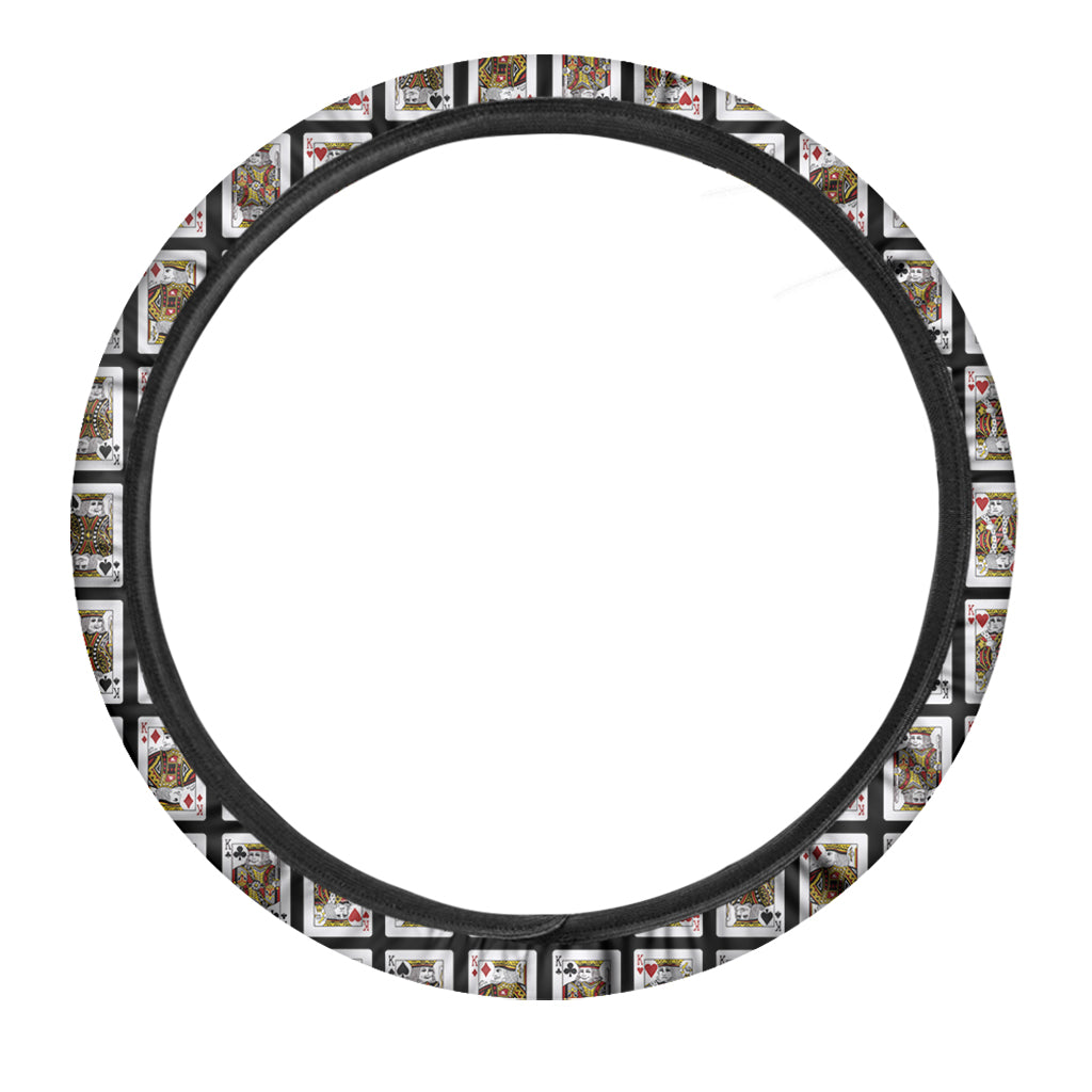 Four Kings Playing Cards Pattern Print Car Steering Wheel Cover