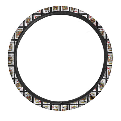 Four Kings Playing Cards Pattern Print Car Steering Wheel Cover