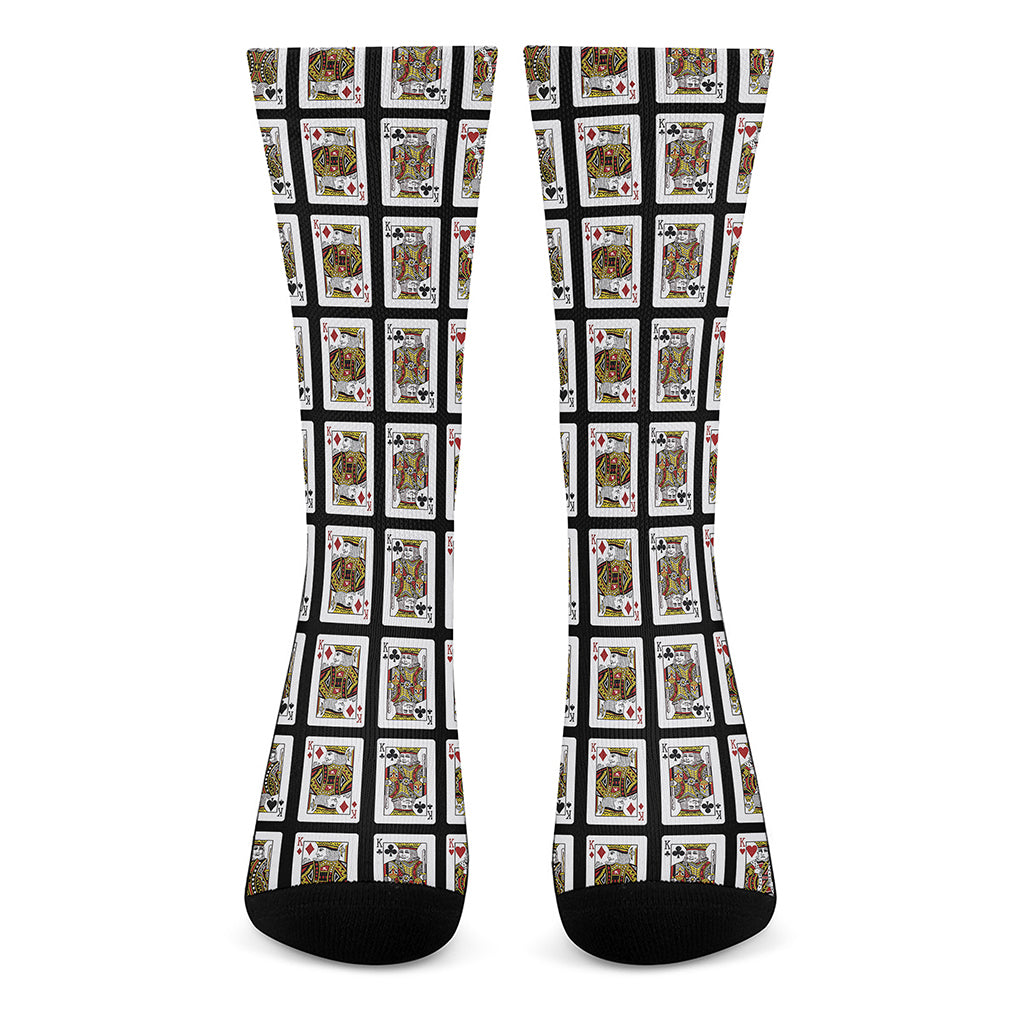 Four Kings Playing Cards Pattern Print Crew Socks
