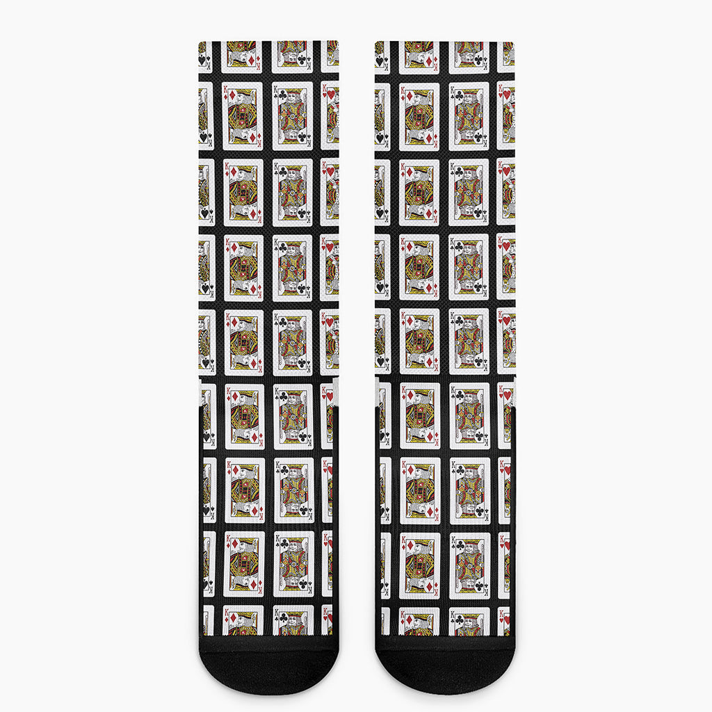 Four Kings Playing Cards Pattern Print Crew Socks