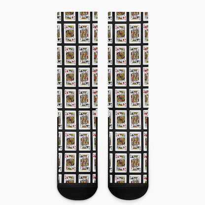 Four Kings Playing Cards Pattern Print Crew Socks