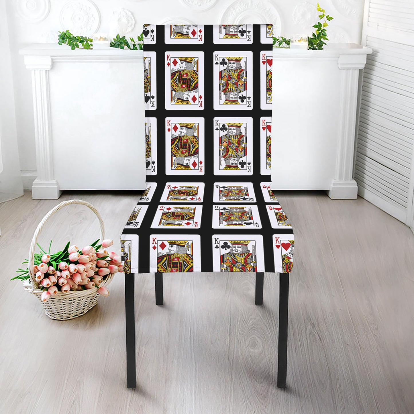 Four Kings Playing Cards Pattern Print Dining Chair Slipcover