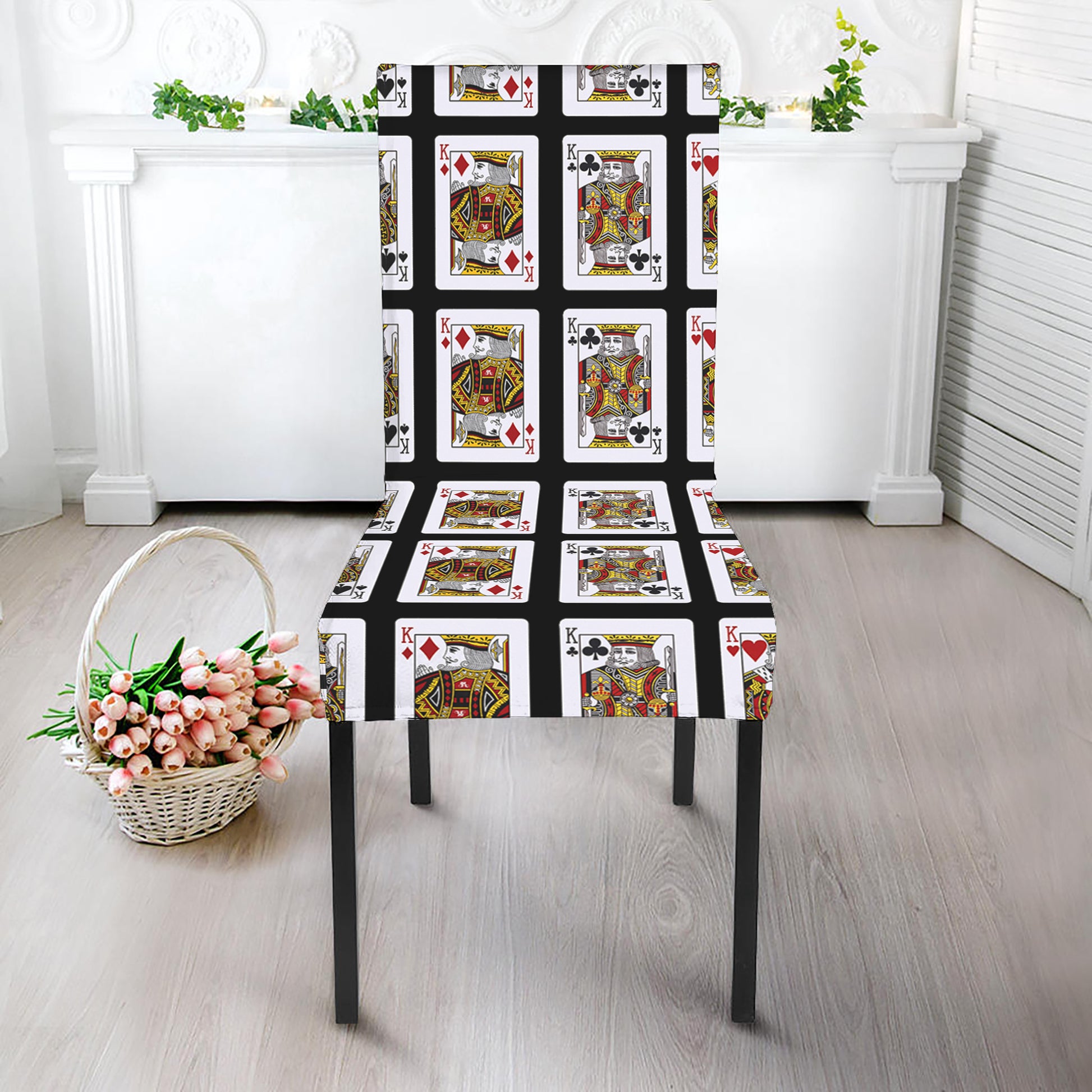 Four Kings Playing Cards Pattern Print Dining Chair Slipcover
