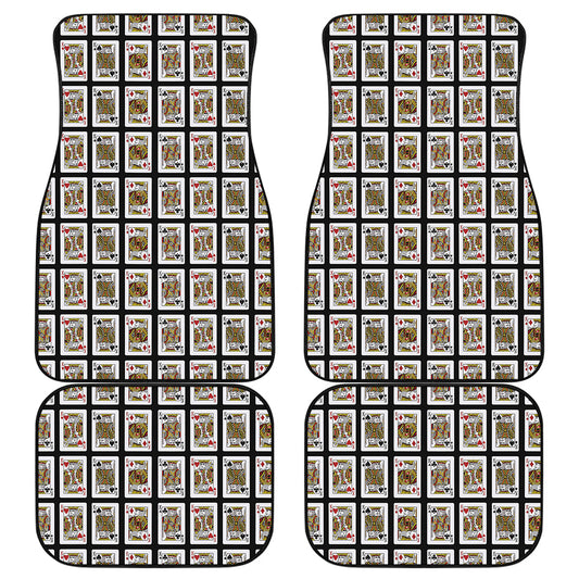 Four Kings Playing Cards Pattern Print Front and Back Car Floor Mats