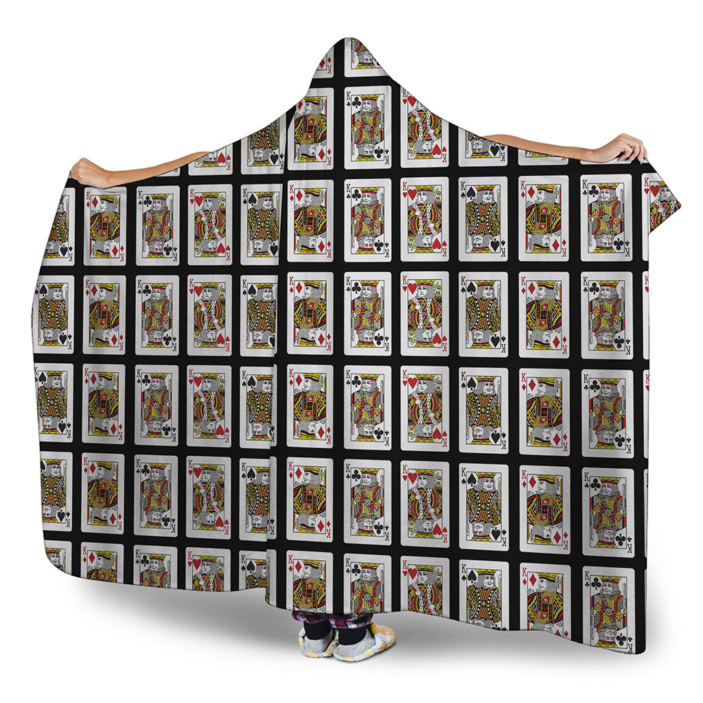 Four Kings Playing Cards Pattern Print Hooded Blanket