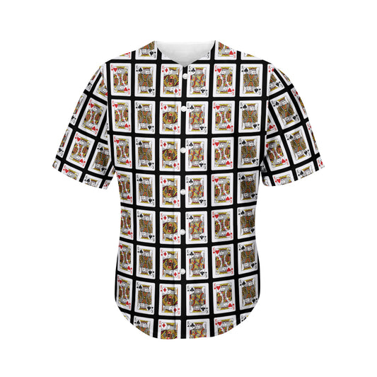 Four Kings Playing Cards Pattern Print Men's Baseball Jersey