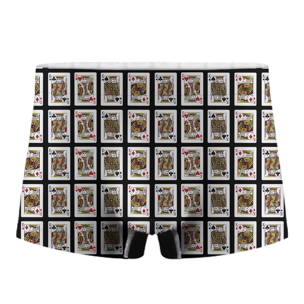 Four Kings Playing Cards Pattern Print Men's Boxer Briefs