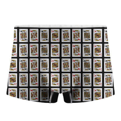 Four Kings Playing Cards Pattern Print Men's Boxer Briefs