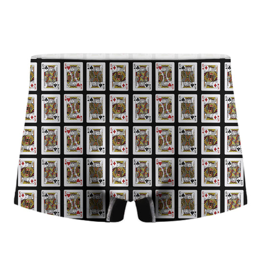 Four Kings Playing Cards Pattern Print Men's Boxer Briefs