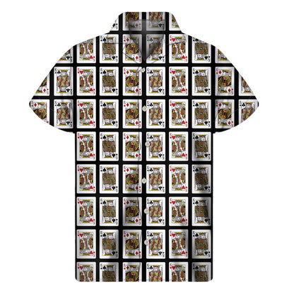 Four Kings Playing Cards Pattern Print Men's Short Sleeve Shirt