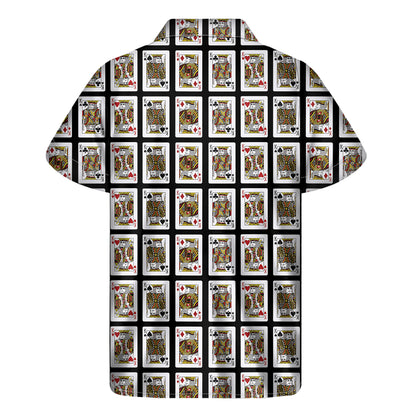 Four Kings Playing Cards Pattern Print Men's Short Sleeve Shirt