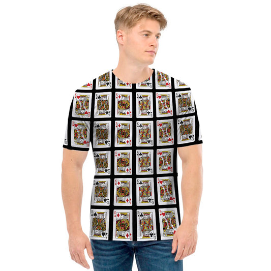 Four Kings Playing Cards Pattern Print Men's T-Shirt