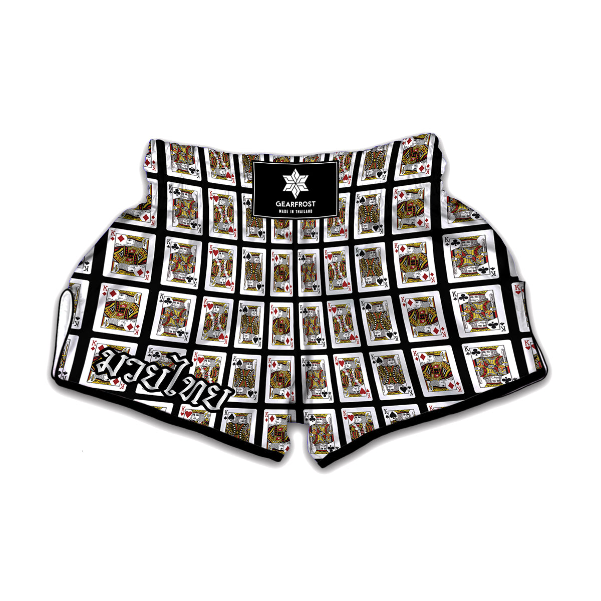Four Kings Playing Cards Pattern Print Muay Thai Boxing Shorts