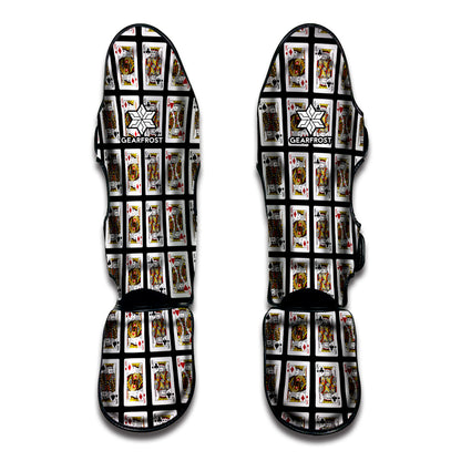 Four Kings Playing Cards Pattern Print Muay Thai Shin Guard