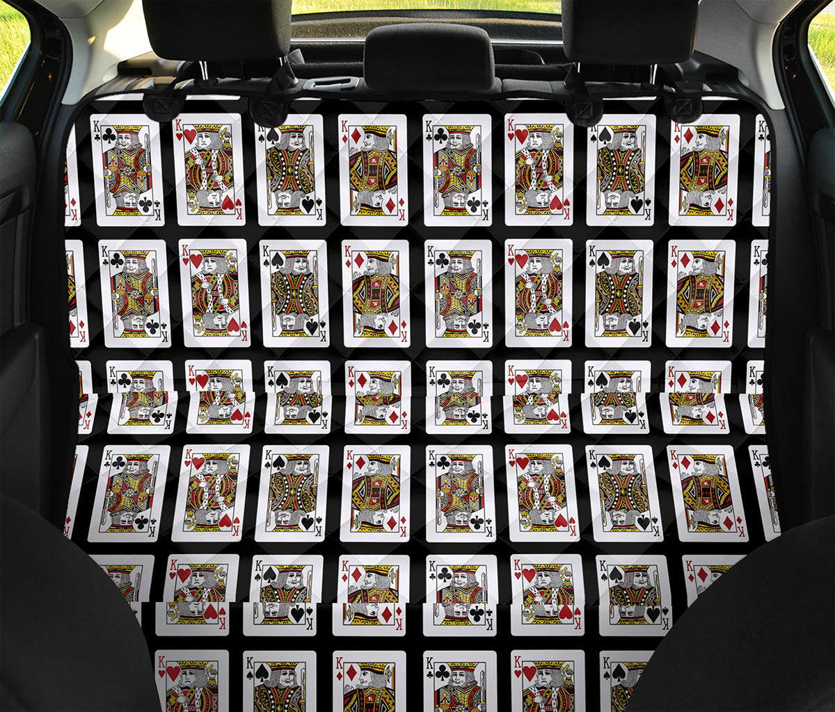 Four Kings Playing Cards Pattern Print Pet Car Back Seat Cover