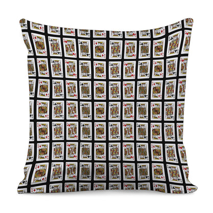 Four Kings Playing Cards Pattern Print Pillow Cover