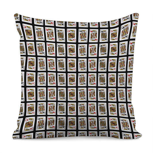 Four Kings Playing Cards Pattern Print Pillow Cover