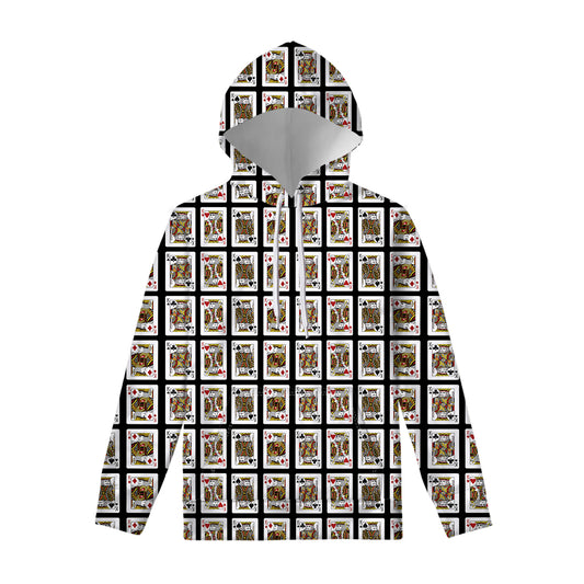 Four Kings Playing Cards Pattern Print Pullover Hoodie