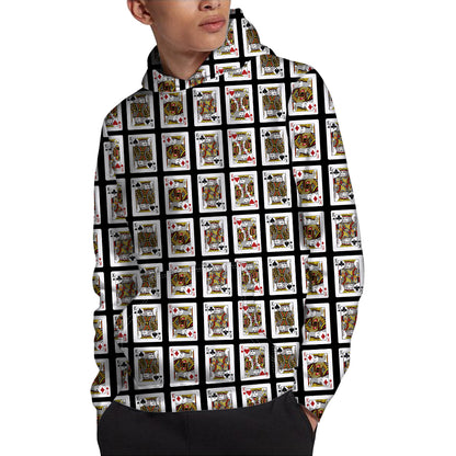 Four Kings Playing Cards Pattern Print Pullover Hoodie