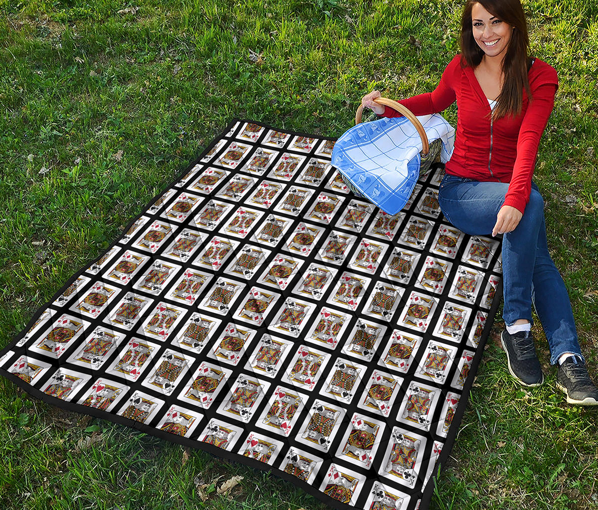 Four Kings Playing Cards Pattern Print Quilt