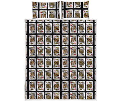 Four Kings Playing Cards Pattern Print Quilt Bed Set