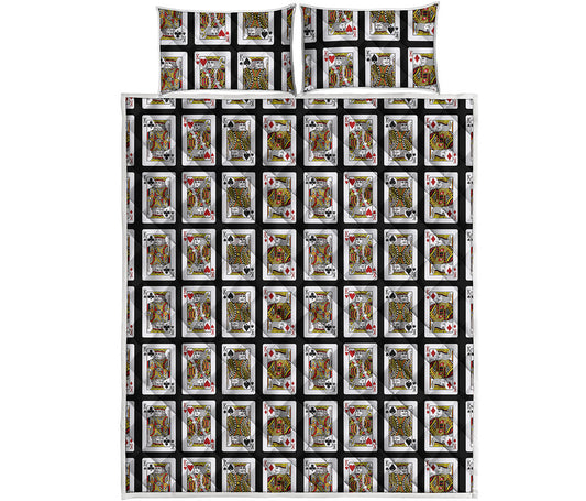 Four Kings Playing Cards Pattern Print Quilt Bed Set