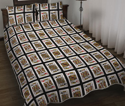 Four Kings Playing Cards Pattern Print Quilt Bed Set