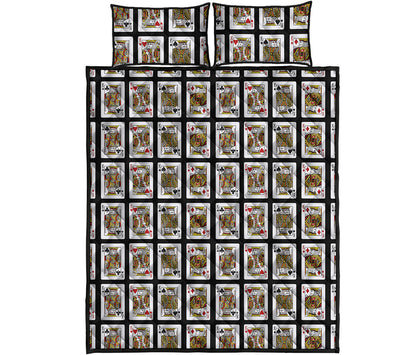 Four Kings Playing Cards Pattern Print Quilt Bed Set