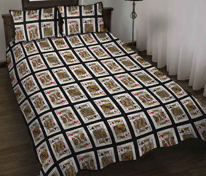 Four Kings Playing Cards Pattern Print Quilt Bed Set