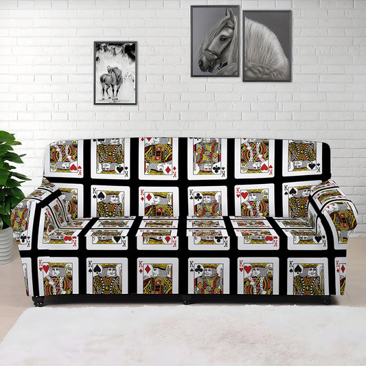 Four Kings Playing Cards Pattern Print Sofa Cover