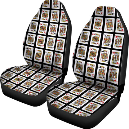 Four Kings Playing Cards Pattern Print Universal Fit Car Seat Covers