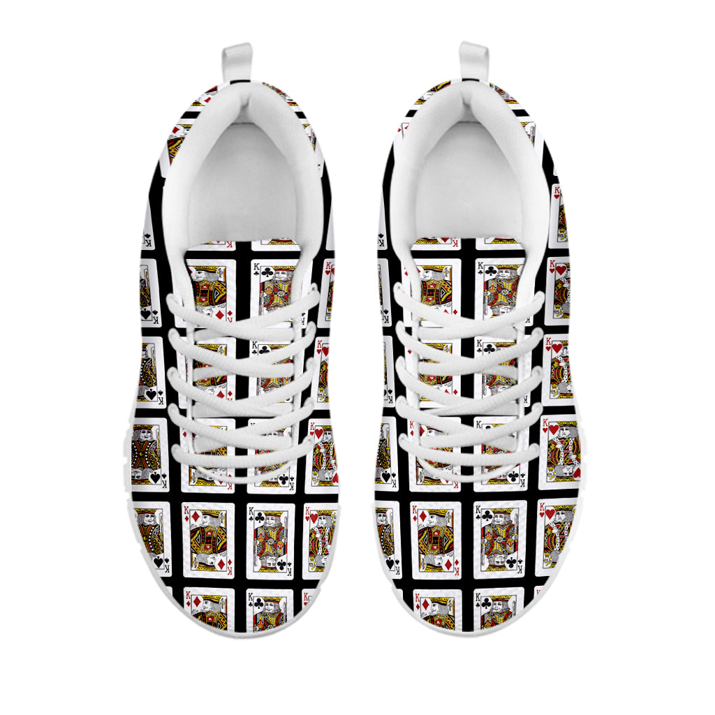 Four Kings Playing Cards Pattern Print White Sneakers
