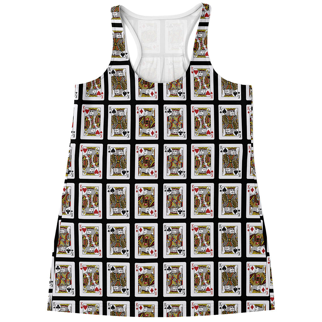 Four Kings Playing Cards Pattern Print Women's Racerback Tank Top