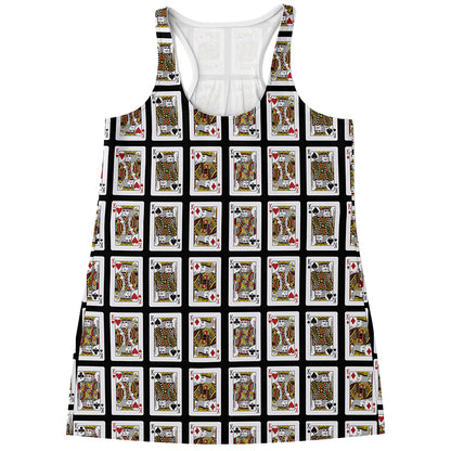 Four Kings Playing Cards Pattern Print Women's Racerback Tank Top