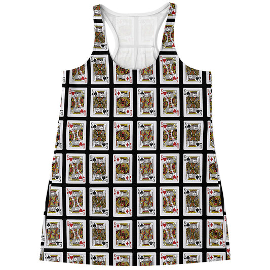 Four Kings Playing Cards Pattern Print Women's Racerback Tank Top