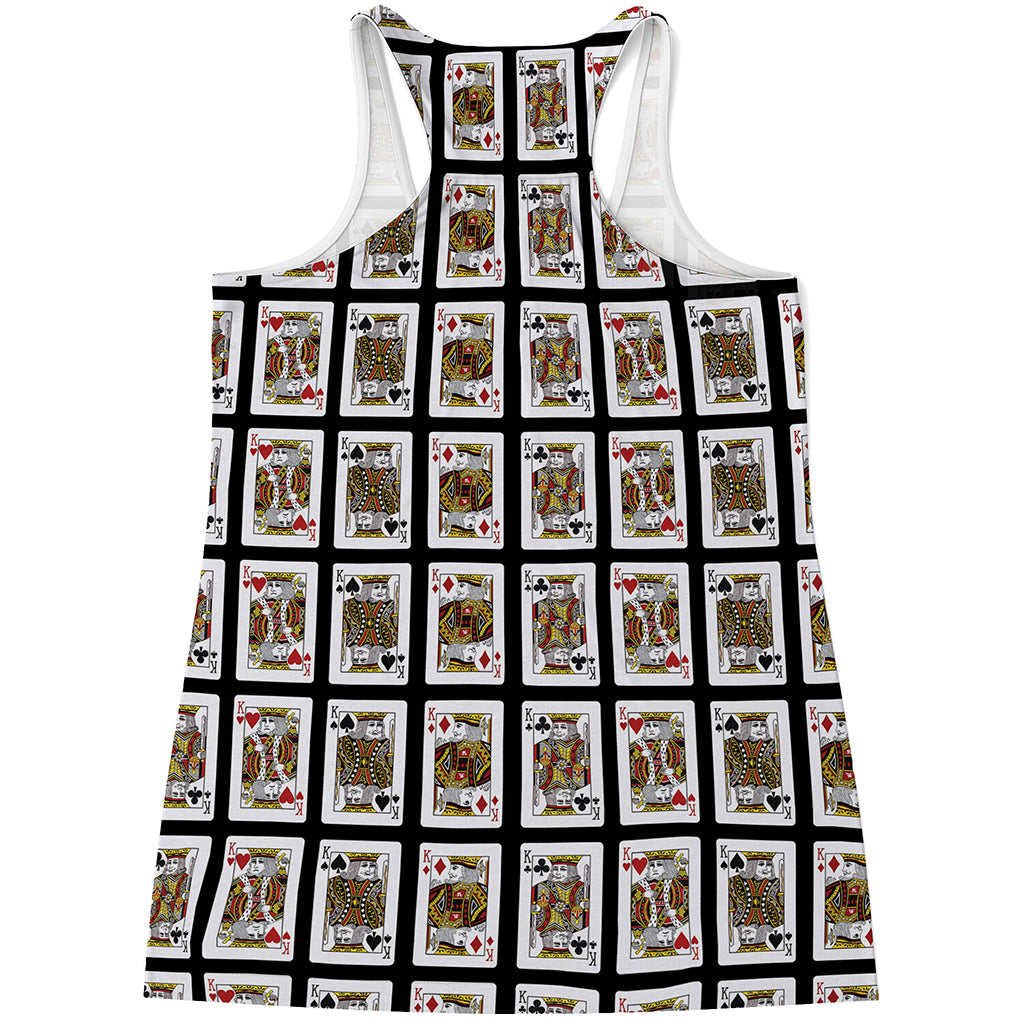Four Kings Playing Cards Pattern Print Women's Racerback Tank Top