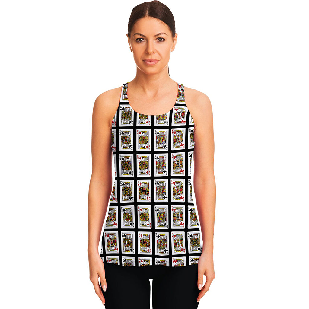 Four Kings Playing Cards Pattern Print Women's Racerback Tank Top