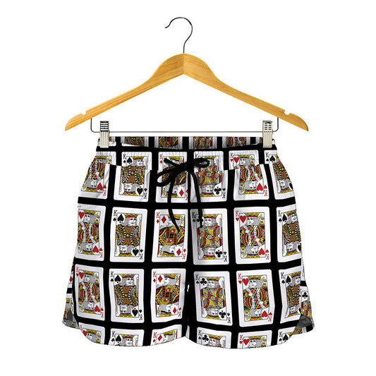 Four Kings Playing Cards Pattern Print Women's Shorts