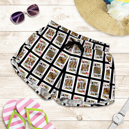 Four Kings Playing Cards Pattern Print Women's Shorts