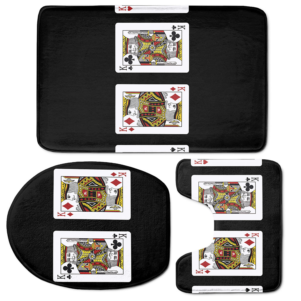 Four Kings Playing Cards Print 3 Piece Bath Mat Set