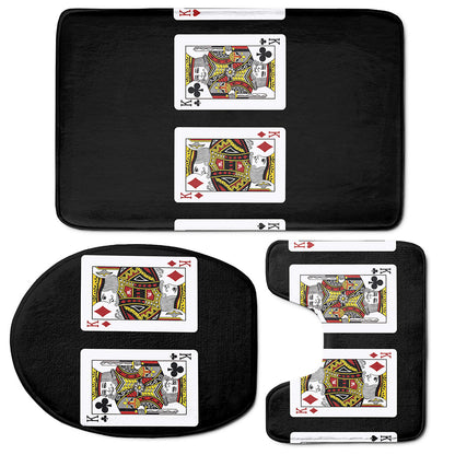 Four Kings Playing Cards Print 3 Piece Bath Mat Set